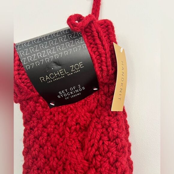 Red knit stocking set of 2 - Picture 3 of 3